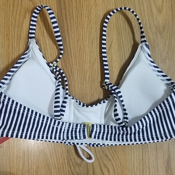 𝅺xhilaration Blue Striped Lace Front Bikini Top - Picture 7 of 8